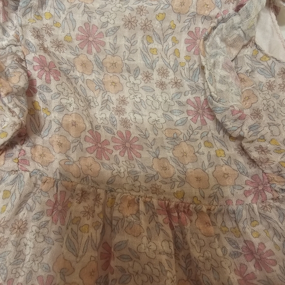 Cat & Jack Floral Light Pink Flutter Sleeve Dress with Diaper cover 18m - Picture 2 of 5